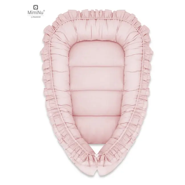 MimiNu - Cosulet bebelus pentru dormit, Baby Nest 75 x 75 cm, Cu Volanase, Colectia Royal, Powder Pink BYN5907501431041