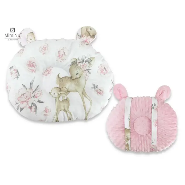 MimiNu - Perna bebelusi Ursulet, Multifunctionala, Minky Pink/ Sweet Deer Pink BYN6426972010290