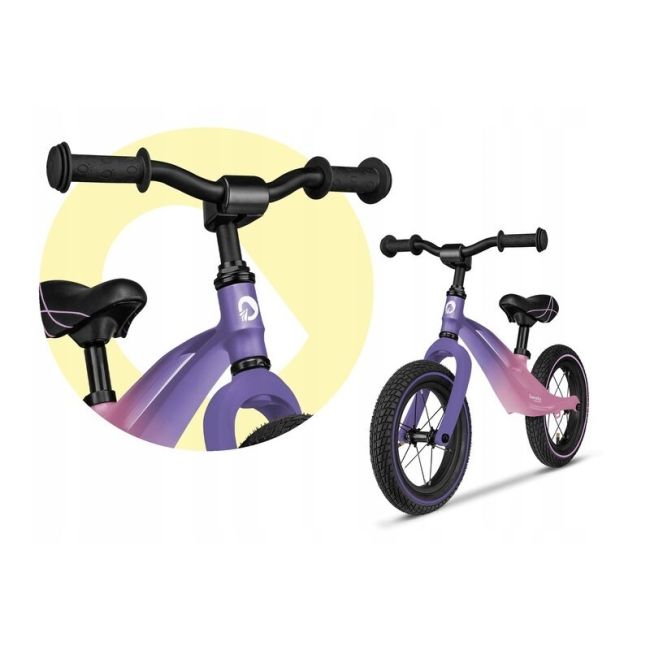 Lionelo - Bicicleta cu roti gonflabile, cu cadru din magneziu, fara pedale, 12 \'\', Bart Air , Pink Violet BYNLOE-BART_AIR_PINK_VIOLET