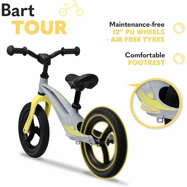 Lionelo - Bicicleta fara pedale, cu cadru din magneziu, Bart Tour, 12 \'\', Grey Stone BYNLOE-BART_TOUR_GREY_STONE