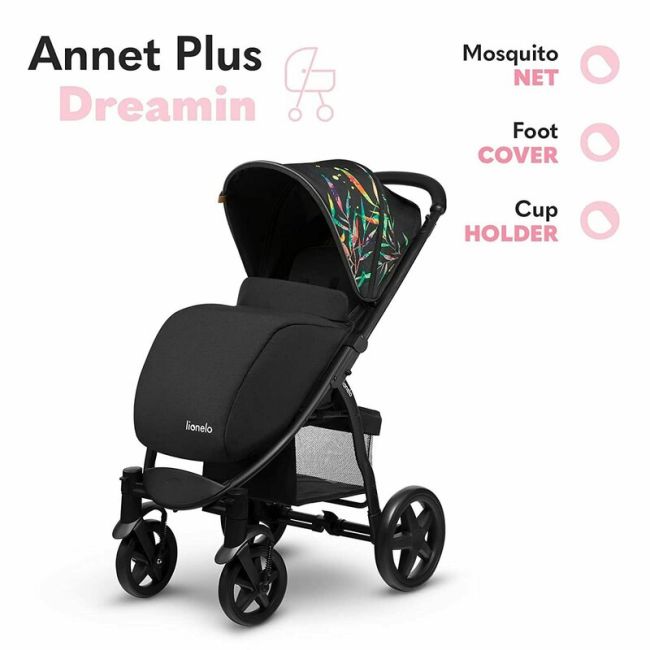 Lionelo - Carucior sport Annet Plus Dreamin\', De la nastere, Cu accesorii, 0 - 22 Kg, Negru BYNLO-ANNET_PLUS_DREAMIN