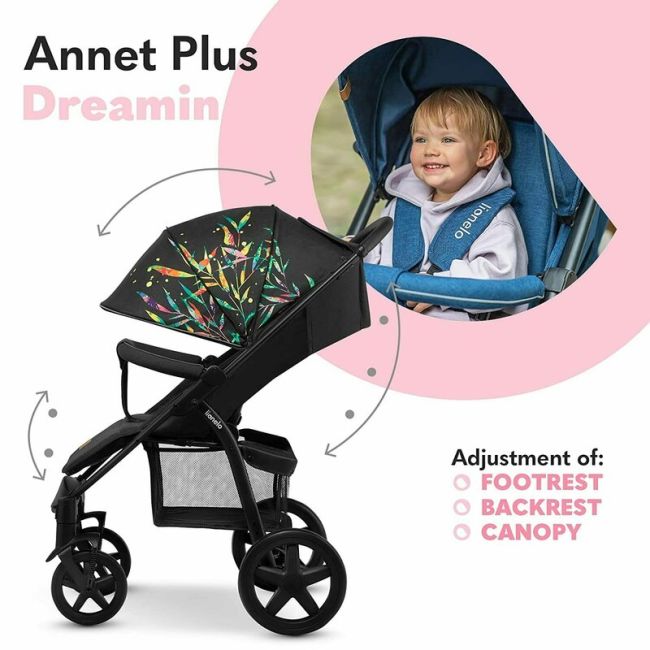 Lionelo - Carucior sport Annet Plus Dreamin\', De la nastere, Cu accesorii, 0 - 22 Kg, Negru BYNLO-ANNET_PLUS_DREAMIN