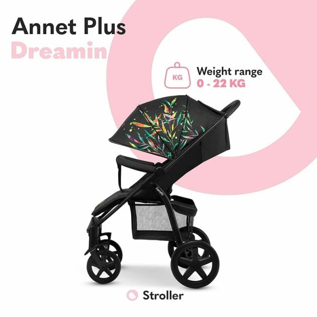 Lionelo - Carucior sport Annet Plus Dreamin\', De la nastere, Cu accesorii, 0 - 22 Kg, Negru BYNLO-ANNET_PLUS_DREAMIN