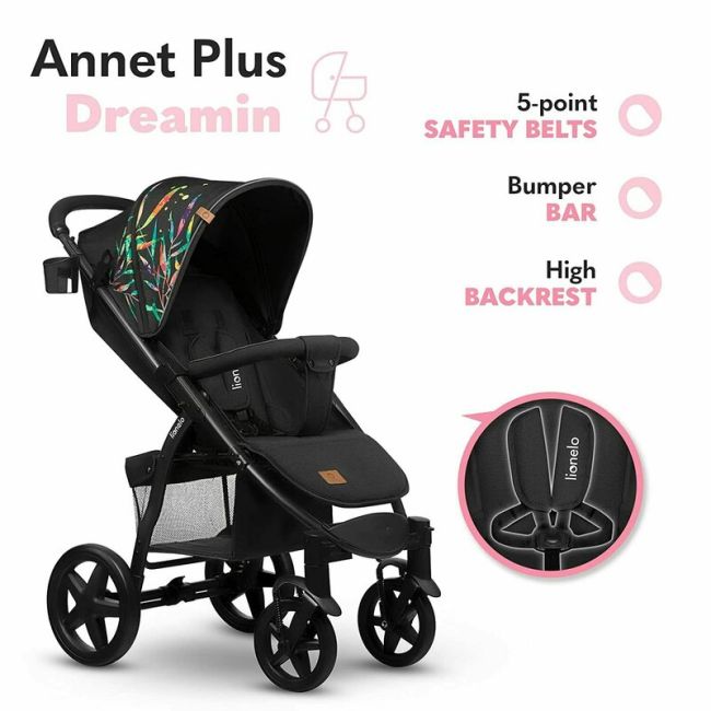 Lionelo - Carucior sport Annet Plus Dreamin\', De la nastere, Cu accesorii, 0 - 22 Kg, Negru BYNLO-ANNET_PLUS_DREAMIN