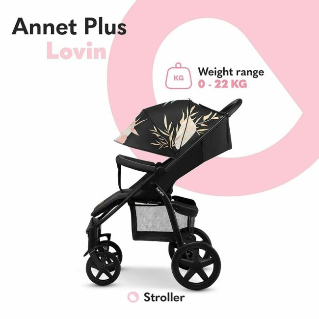 Lionelo - Carucior sport Annet Plus Lovin\', De la nastere, Cu accesorii, 0 - 22 Kg, Negru BYNLO-ANNET_PLUS_LOVIN