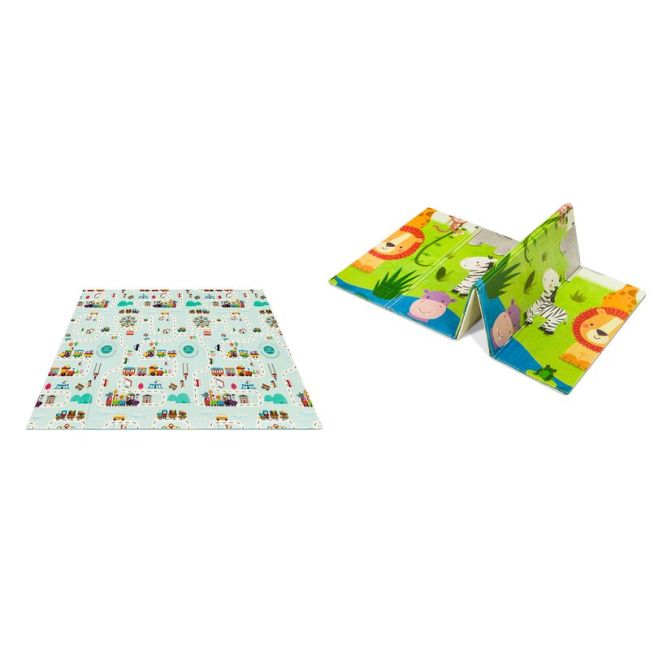 Lionelo - Covoras educativ Robby, Pliabil, Impermeabil, 200 x 180 cm, Cu Imprimeu pe ambele parti, Multicolor BYNLOE-ROBBY_MULTICOLOR
