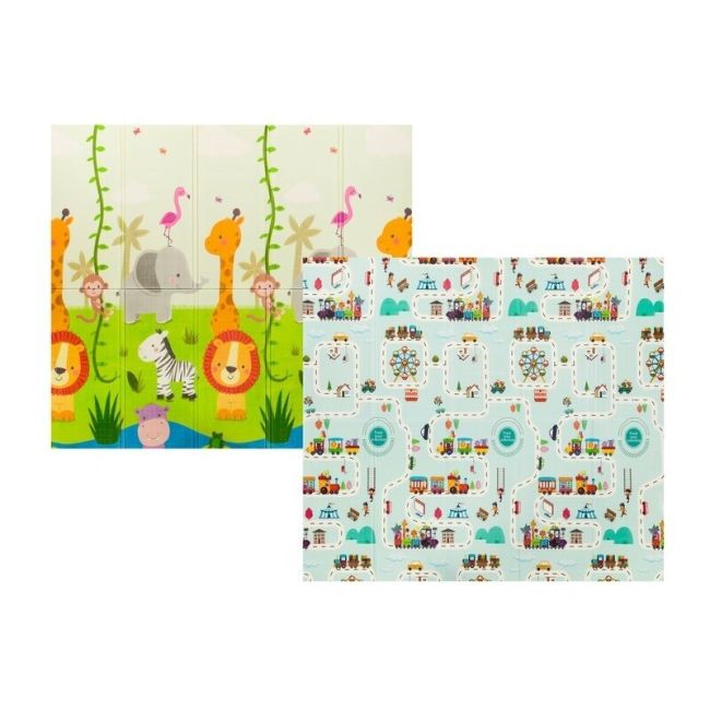 Lionelo - Covoras educativ Robby, Pliabil, Impermeabil, 200 x 180 cm, Cu Imprimeu pe ambele parti, Multicolor BYNLOE-ROBBY_MULTICOLOR
