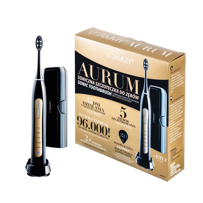 Periuta de dinti electrica VITAMMY Aurum, 96000 vibratii/min, 5 moduri de periaj, incarcare... BITaurumblack