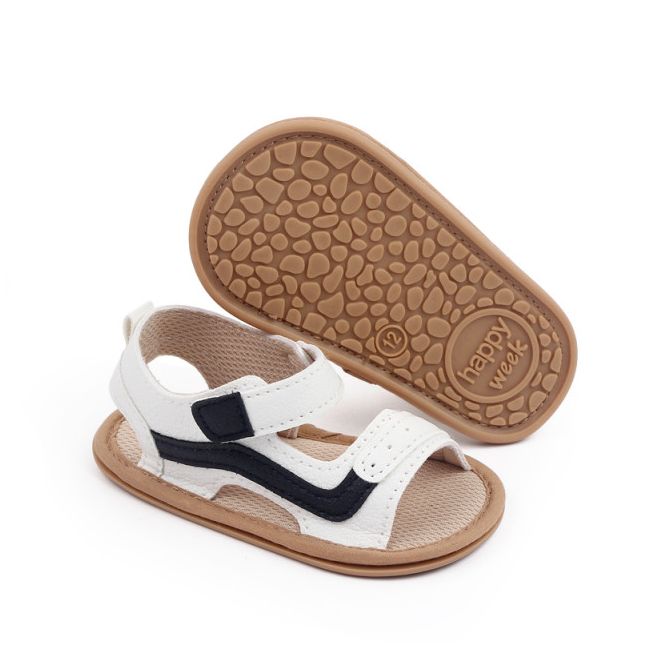 Sandalute albe cu insertie neagra pentru baietei MBd2795-1-p30