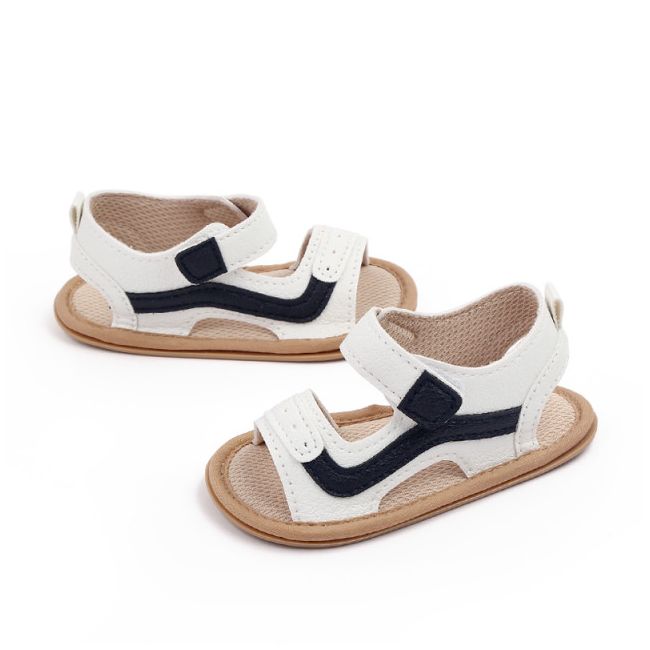 Sandalute albe cu insertie neagra pentru baietei MBd2795-1-p30
