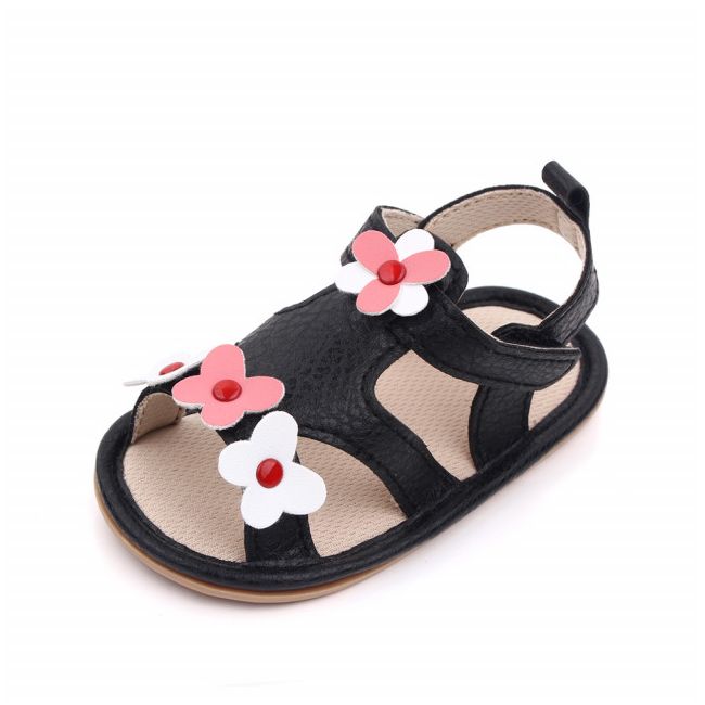 Sandalute negre cu floricele LID2571-1- sa2