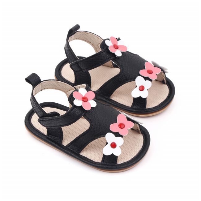 Sandalute negre cu floricele LID2571-1- sa2