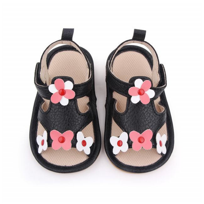 Sandalute negre cu floricele LID2571-1- sa2