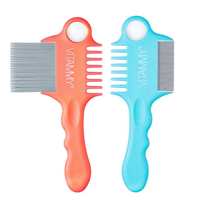 Set 2 piepteni Vitammy Fino, pentru indepartarea paduchilor, Portocaliu/ Turcoaz BITVitammyFino3