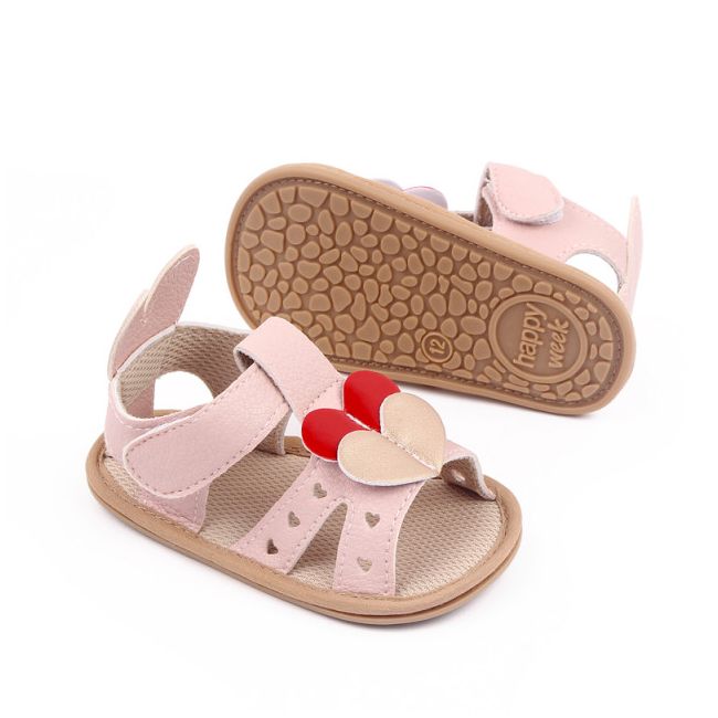 Sandalute roz cu inimioara rosie si aurie MDd2780-1-c1(c5)