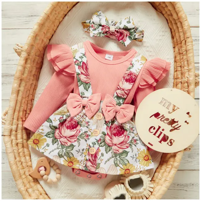 Sarafan alb inflorat cu body roz pudra (marime disponibila: 0-3 luni) mbrz331-4-cd.0-3 luni