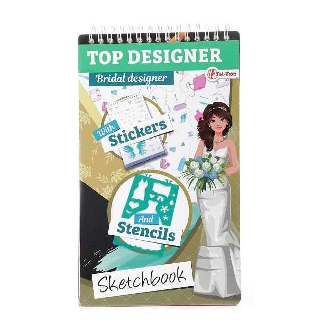 Carte de colorat Top Designer cu stickere si sabloane incluse Toi-Toys TT46101Z BBJTT46101Z_Bridal Designer