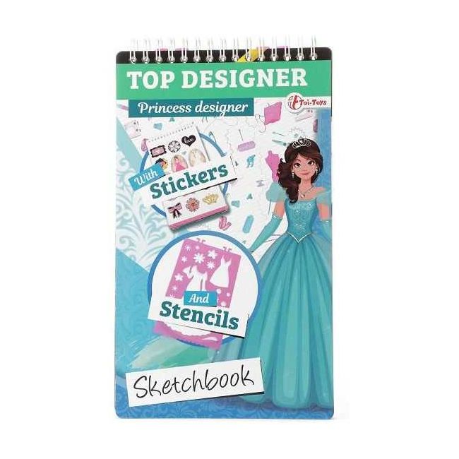 Carte de colorat Top Designer cu stickere si sabloane incluse Toi-Toys TT46101Z BBJTT46101Z_Princess Designer