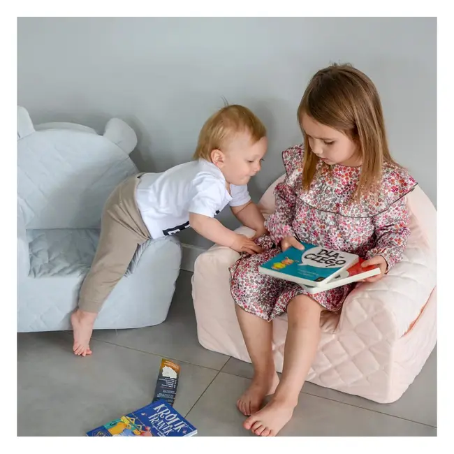 Fotoliu Pentru Copii Cu Spatar, Catifea Velvet Ursulet Teddy Sepia Rose Pjbc5612