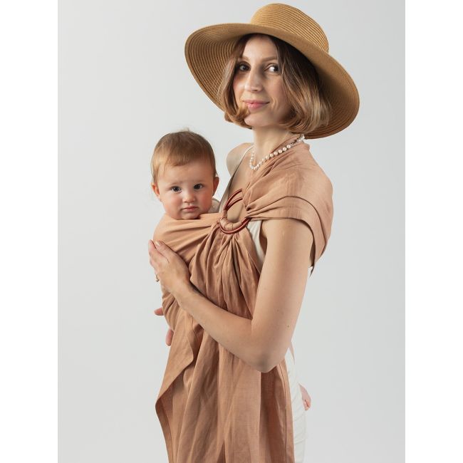 Sling cu inele isara caramel bamboo linen