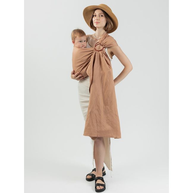 Sling cu inele isara caramel bamboo linen