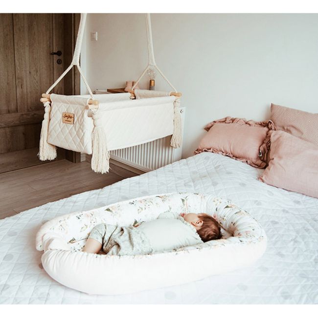 Suport De Dormit Babynest Premium Bumbac Si Catifea Eucalipt Soft Grey By Babysteps, 70x35 Cm Pjbk1237