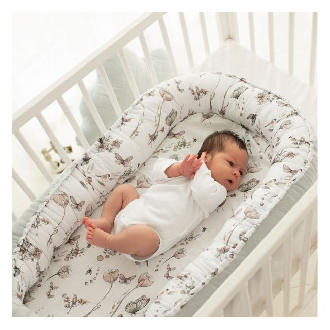 Suport De Dormit Babynest Premium Bumbac Si Catifea Eucalipt Soft Grey By Babysteps, 70x35 Cm Pjbk1237