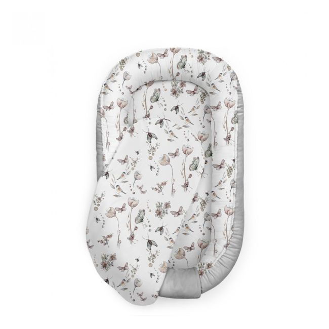 Suport De Dormit Babynest Premium Bumbac Si Catifea Nature Soft Grey By Babysteps, 70x35 Cm Pjb3410c