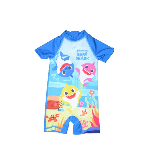 Costum de baie UV cu maneci scurte si fermoar Baby Shark EPLUSM EPMBS5244061 BBJEPMBS5244061_Albastru_86/92