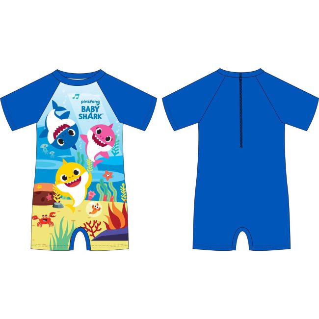 Costum de baie UV cu maneci scurte si fermoar Baby Shark EPLUSM EPMBS5244061 BBJEPMBS5244061_Albastru_86/92