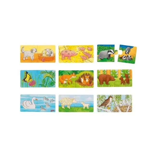 Set de 9 puzzleuri animalele si puii lor - okegoki57463