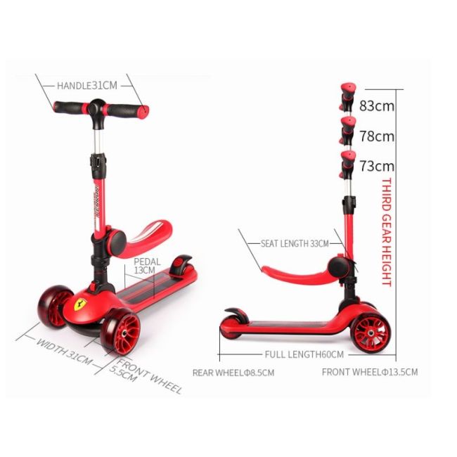 Trotineta pliabila ferrari twist neagra cu scaun funkfxk28-2bl