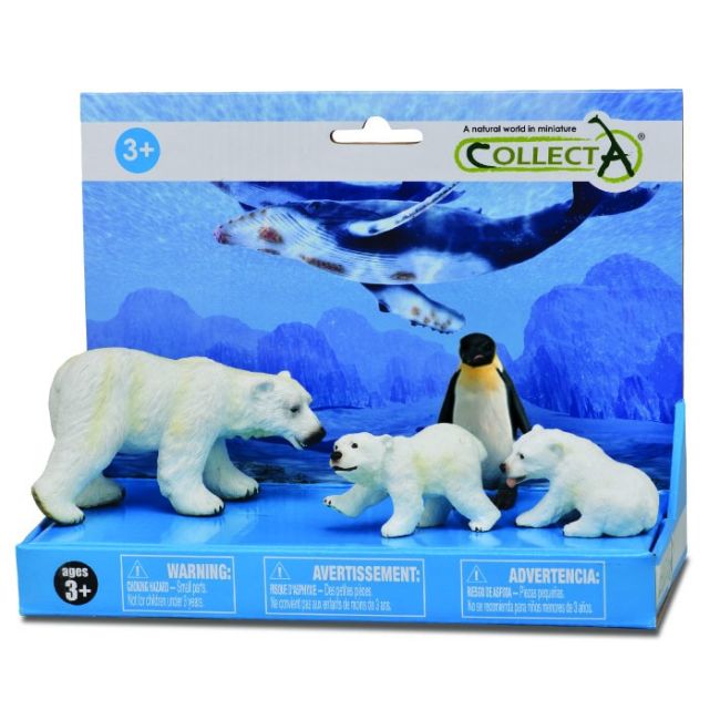 Set 4 figurine pictate manual  ursi polari si pinguin - okecol84068lpp