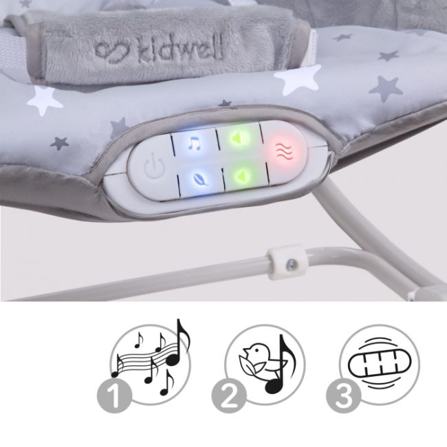 Balansoar multifunctional cu sunete si jucarii kidwell pino - gri edeedilebupin01a1