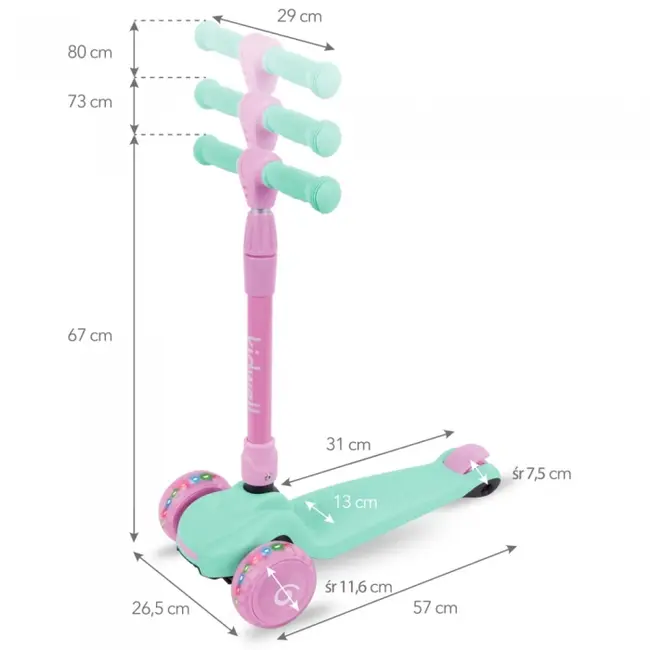 Trotineta kidwell jax - mint pink edeedihubajax04a0