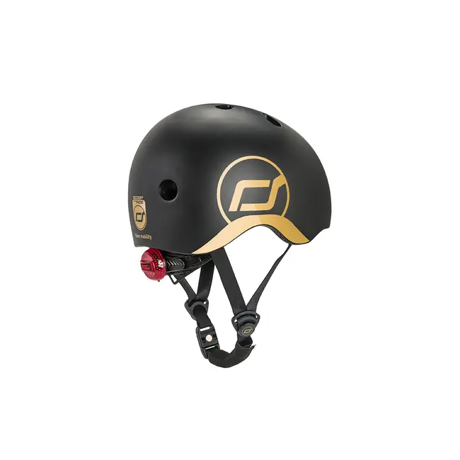 Casca De Protectie Pentru Copii, Sistem De Reglare Magnetic Cu Led, Xxs-s, 45-51 Cm, 1 An+, Black Gold, Scoot  Ride Pjb96430