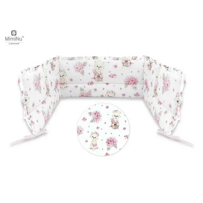 MimiNu - Aparatoare pentru patut 120X60 cm, Din bumbac, Cu volanase, Design, Pink Balerina BYN6426972011570