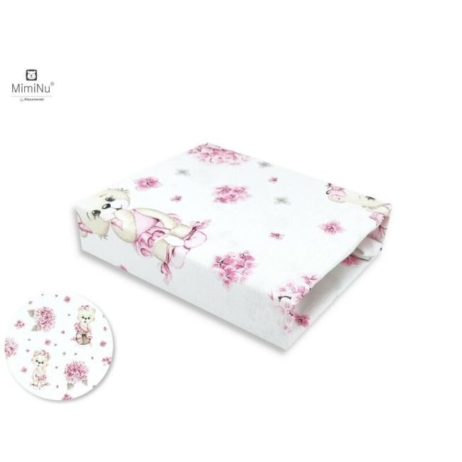 MimiNu - Cearceaf cu elastic pentru patut 120X60 cm, Din bumbac, Design, Pink Balerina BYN6426972011563