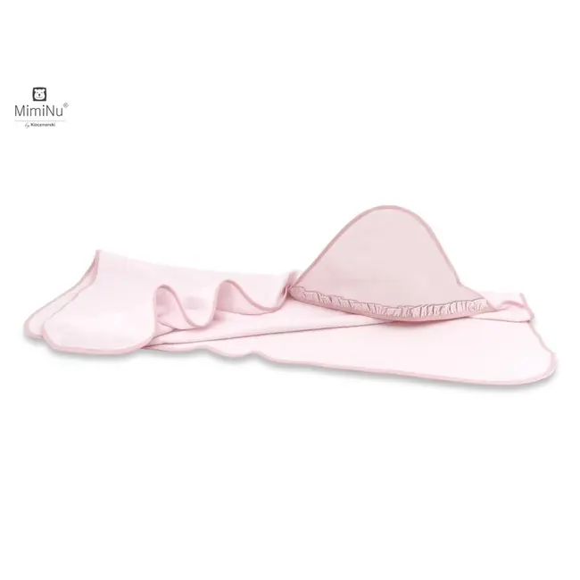 MimiNu - Prosop cu gluga 100x100 cm, Cu volanase, Colectia Royal, Powder Pink BYN6426972010818