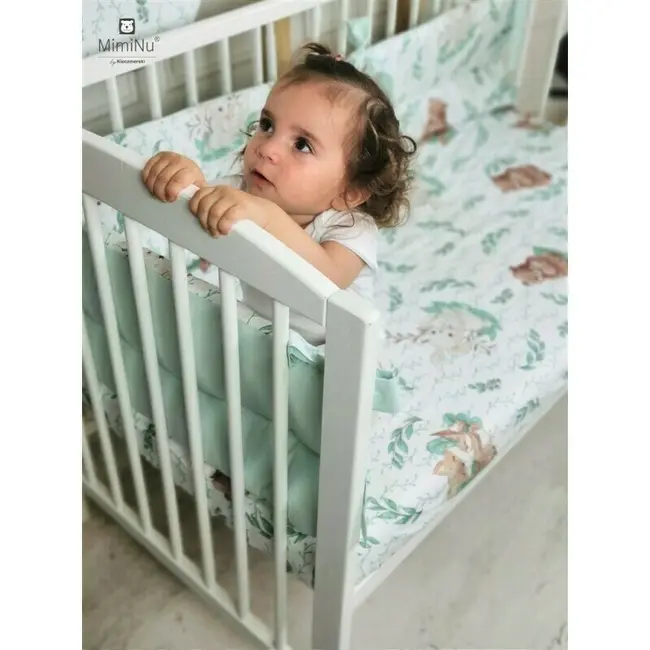 MimiNu - Set lenjerie patut 5 piese, Cu pilota si perna, Din bumbac, Pentru patut 120x60 cm, Lulu Natural BYN6426972011259