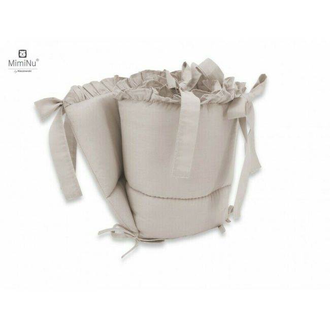 MimiNu - Set lenjerie patut 5 piese, Cu volanase, Cu pilota si perna, Din bumbac, Pentru patut 120x60 cm, Colectia Royal, Beige BYN6426972010795