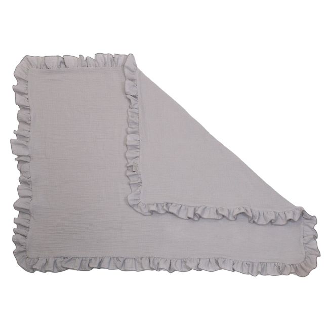Paturica Pentru Copii Din Bumbac Muselina Cu Doua Fete Amy Gri, 110x85cm Pjb83861