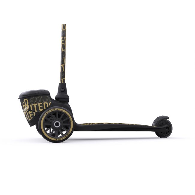 Trotineta Copii Pliabila Cu Roti Luminoase, Suport Jucarie, Highwaykick 2 Black Gold Limited, 2 Ani +, Pana La 50 Kg, Scoot  Ride Pjb96529