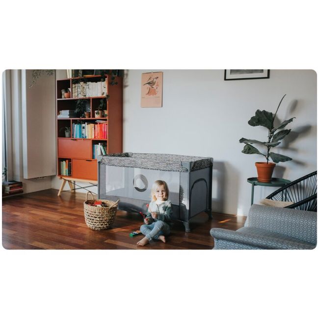 Lionelo - Patut pliant cu un nivel Stefi, Cu intrare laterala cu fermoar, 2 roti, 120x60 cm, Roz Ombre BYNLO-STEFI _PINK_OMBRE