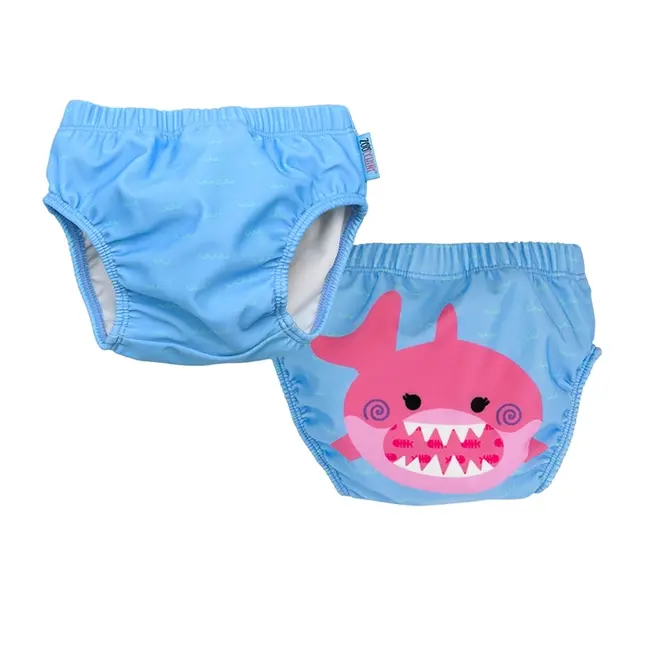 Set 2 chilotei de baie impermeabili, Zoocchini, protectie UPF50+, marime L, 24-36 Luni &ndash; Pink Shark KRTZOO2828