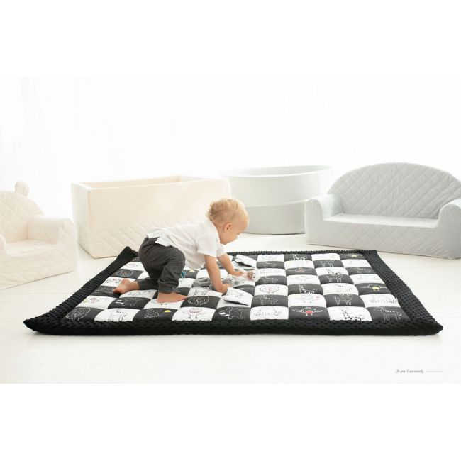 Covor De Joaca Termoizolant Pentru Bebe, Activitati Senzorial ,   Contrast 120x140cm Pjbc598