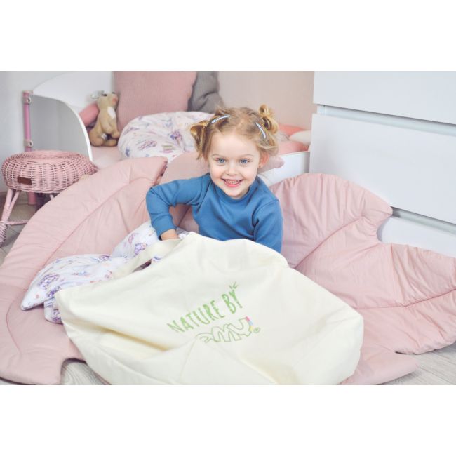 Covoras De Joaca Termic Frunza Pure Rose 150x105x5cm, Pliabil, Bumbac 100% Si Umplutura Antialergica Babysoft  , Protectie Impotriva Loviturilor Pjb83547