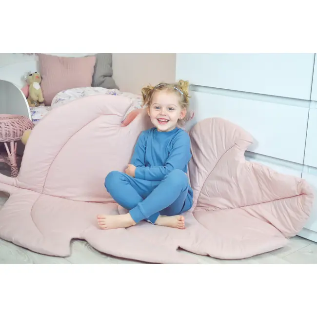 Covoras De Joaca Termic Frunza Pure Rose 150x105x5cm, Pliabil, Bumbac 100% Si Umplutura Antialergica Babysoft  , Protectie Impotriva Loviturilor Pjb83547