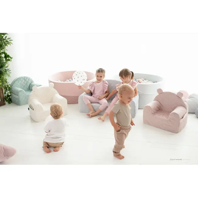 Fotoliu Pentru Copii Cu Spatar, Catifea Velvet Ursulet Teddy Ecri Pjbc6157