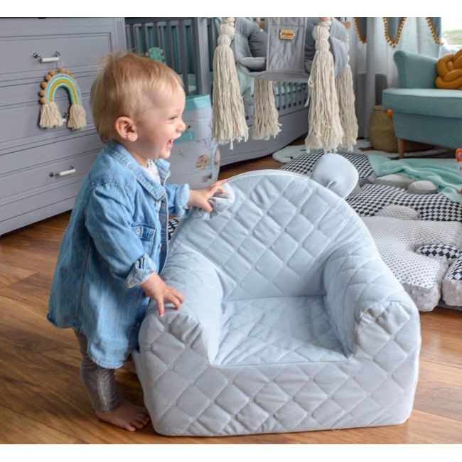 Fotoliu Pentru Copii Cu Spatar, Catifea Velvet Ursulet Teddy Mint Pjbc545